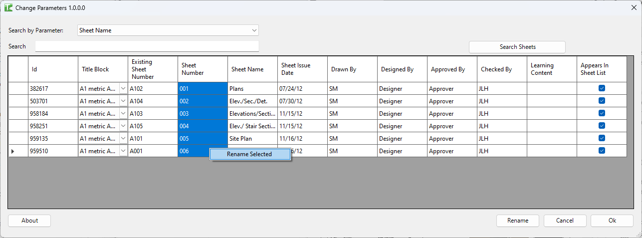 086 Rename number Sheets