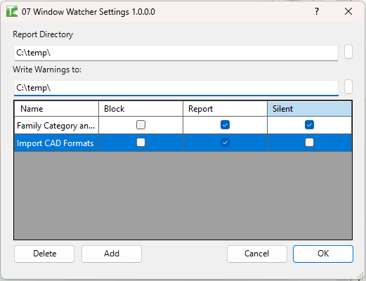 007 Window Watcher Settings