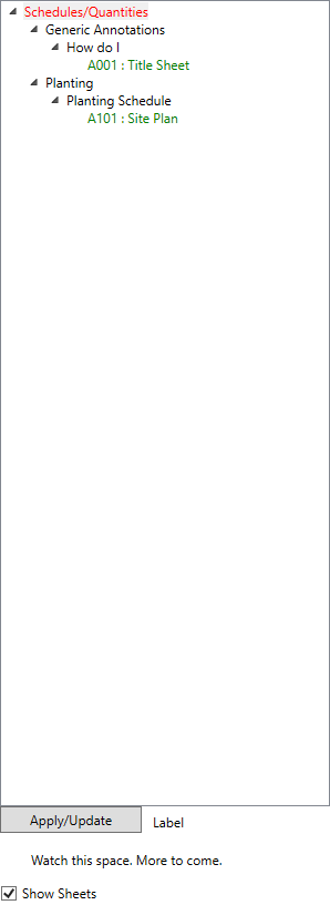 106 Schedule Browser dockable panel