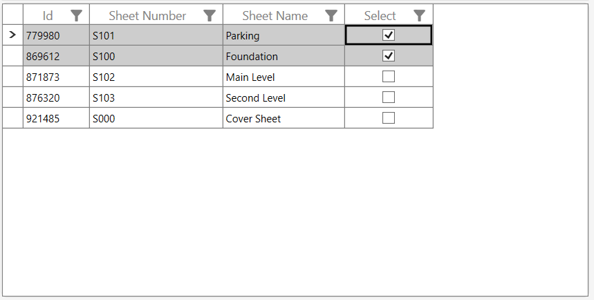 Sheets panel with rows checked and Remove Selected highlighted