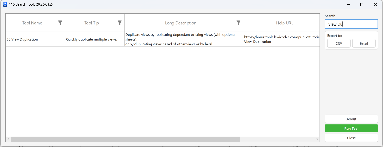 Search box filtering the grid