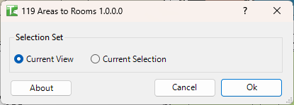 119 Areas to Rooms dialog — Selection Set options