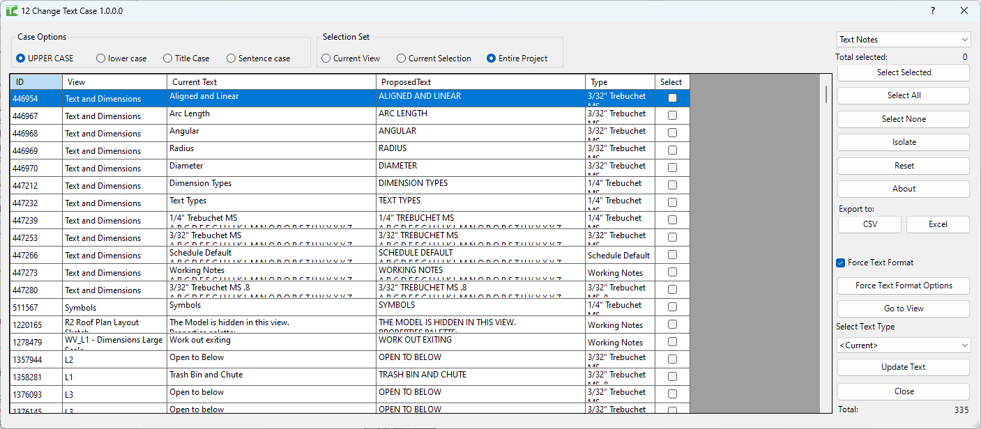 012 Change Text Case — main dialog