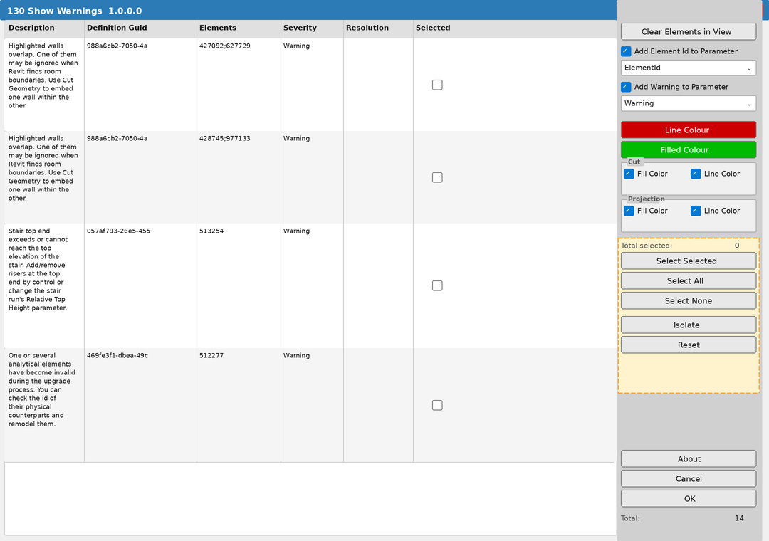 Selection buttons highlighted