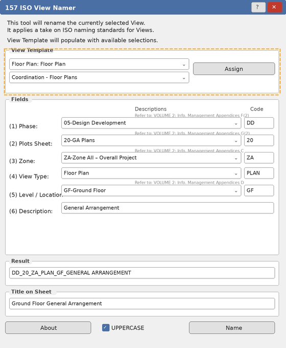 View Template assignment section