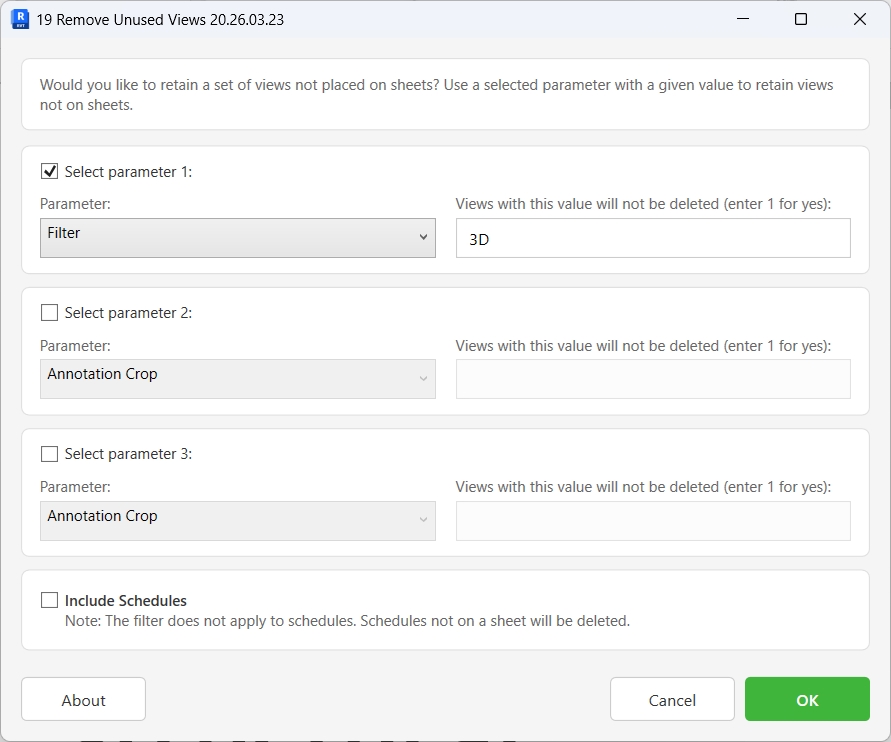 19 Remove Unused Views dialog