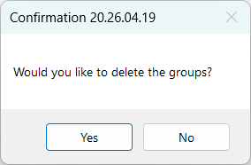 Delete groups confirmation dialog