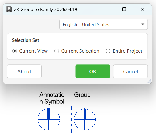 Swap Groups for Families dialog