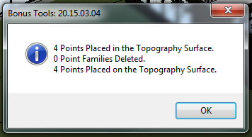 Results summary message showing points placed and deleted