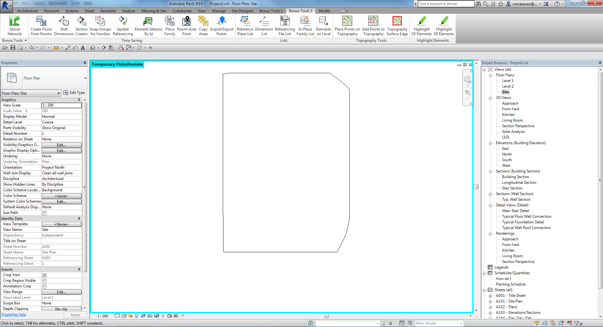 Plan 2D line work result — boundary lines in floor plan