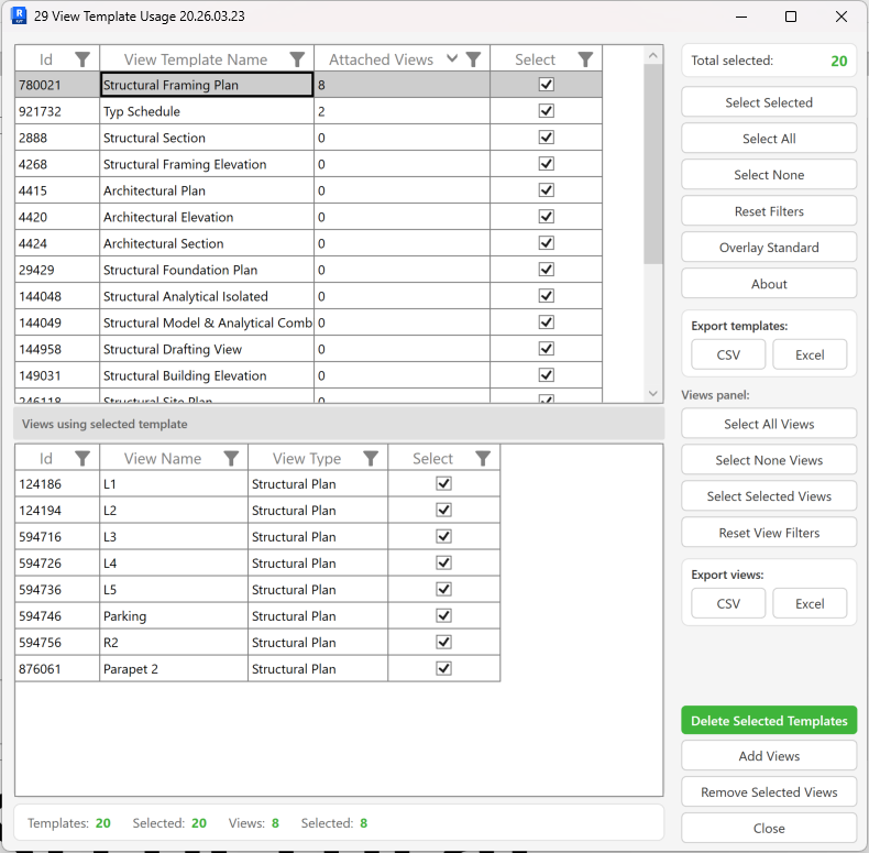 29a View Template Map dialog overview