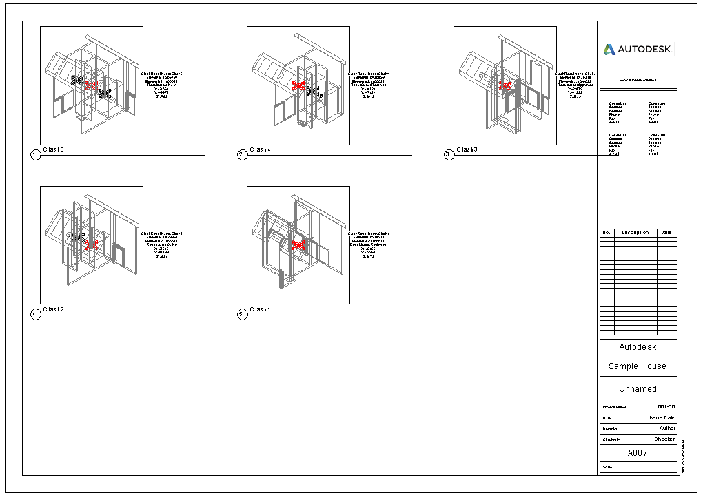 Generated sheet with clash views in grid layout