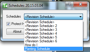 Schedule picker dialog — select a schedule and set Protect Header Cells