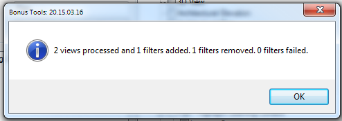 Results summary: views processed, filters added, filters removed