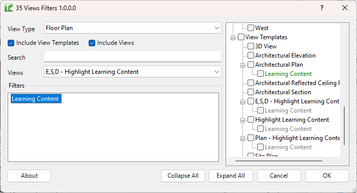 035 View Filters — main dialog