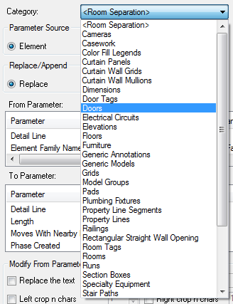 040 Copy Parameter Values — Category dropdown