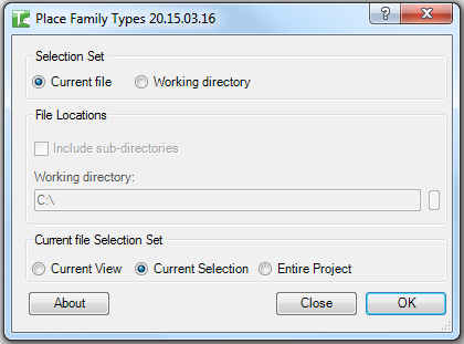 043 Place Family Types — main dialog