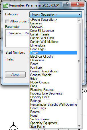045 Renumber Parameter — Category dropdown