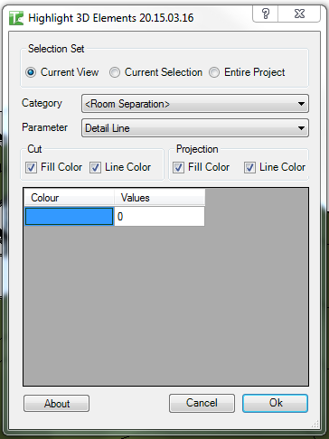046 Highlight 3D Elements — main dialog