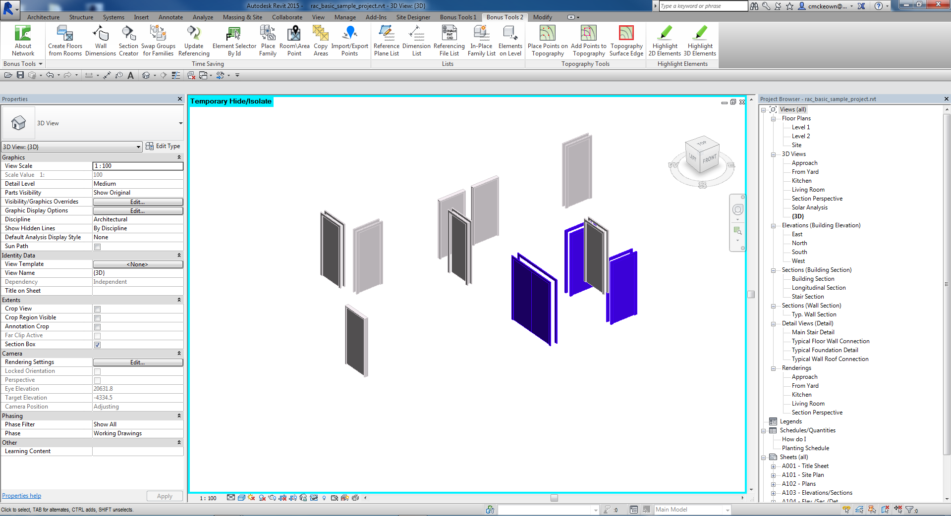 046 Highlight 3D Elements — colour-coded elements in Revit 3D view