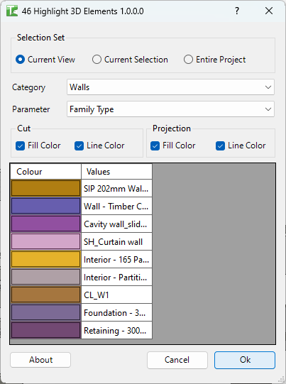 046 Highlight 3D Elements — main dialog