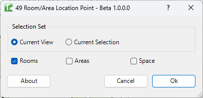 049 Room/Area Location Point — main dialog