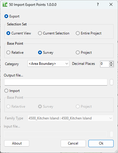 Import/Export Points dialog