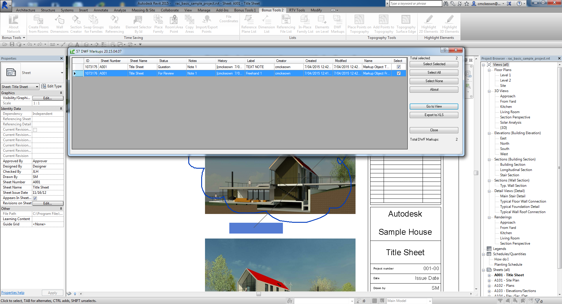 057 DWF Markups dialog