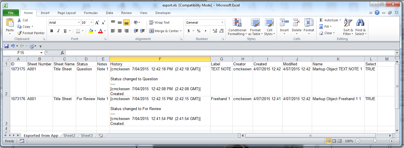 Export to Excel or CSV
