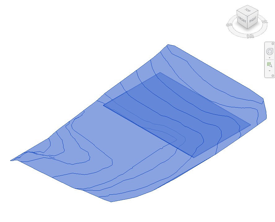 3D view showing topography (with contours) and floor both selected and visible