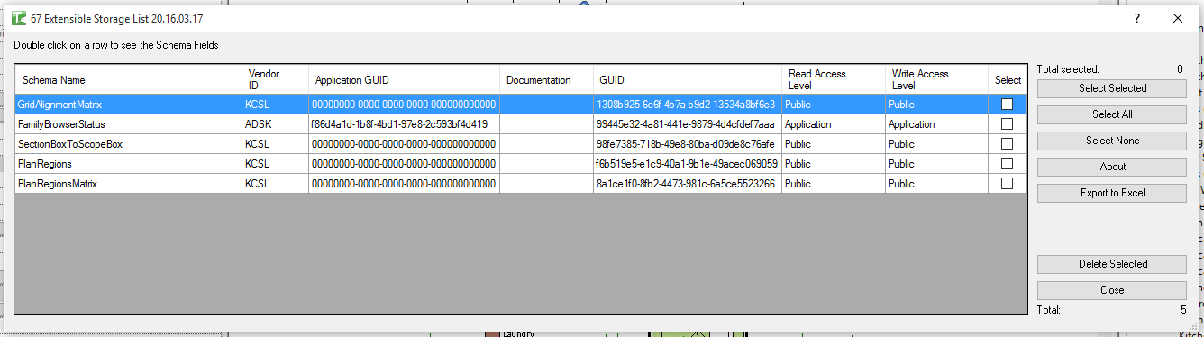 Schema grid with multiple schemas listed