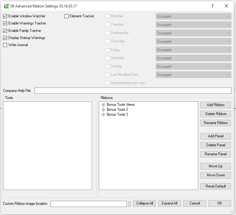 Parameter selection dropdown