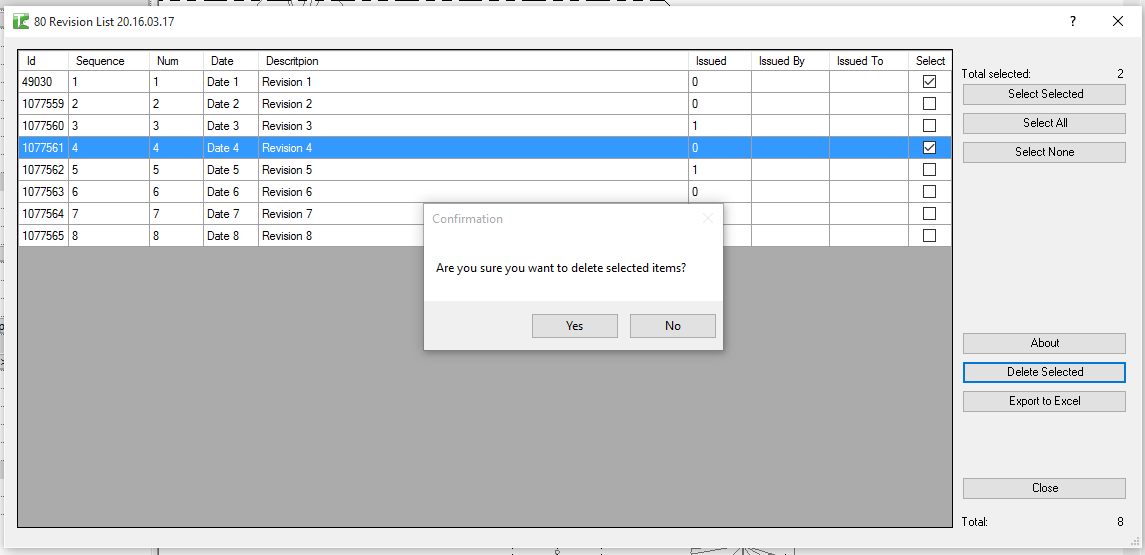 Deletion confirmation dialog