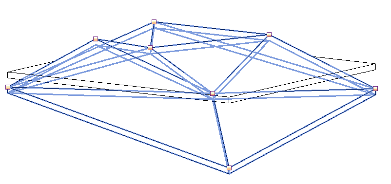 Ray-cast connections visible between source and target floor vertices during matching