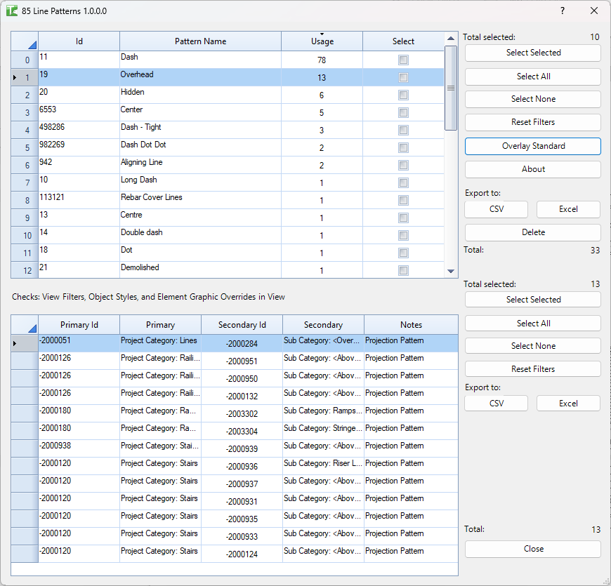 085 Line Patterns dialog