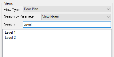 Keyword search filtering the view list