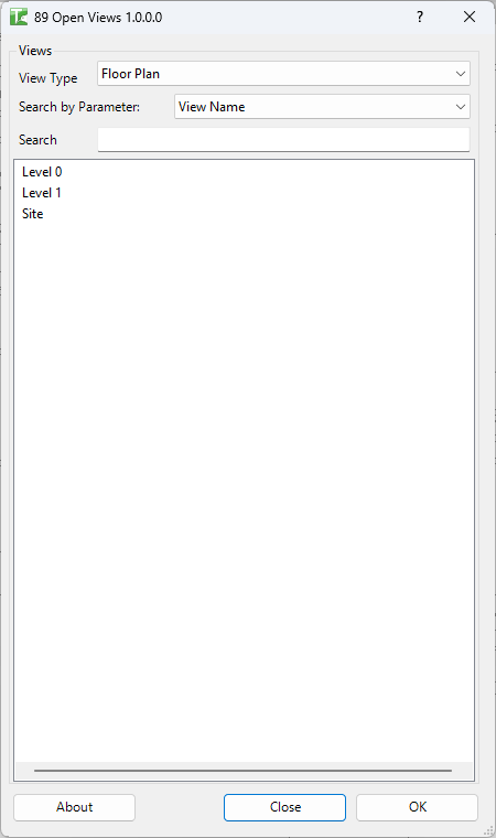 089 Open Views — main dialog